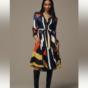 NWT FARM Rio Amanda Stripes Multicolor Shirtdress Small